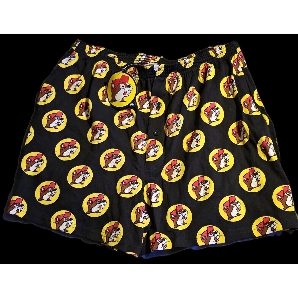 BUC-EES  Cotton Black Bucky The Beaver Lounge Boxer SHORTS Size XL
